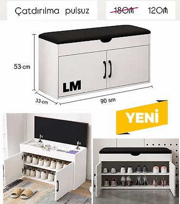 işlənmiş stul: Ayaqqabı dolabı oturacaqlı - Ölçülər: 90 sm (eni) x 33 sm (dərinlik) — 1