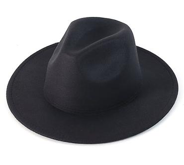 Kişi geyimləri: Qara klassik fedora tipli şapka - Dizayn: Düz, geniş kənarlı — 1
