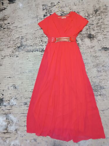 розовое платье с: Вечернее платье, А-силуэт, Длинная модель, Без рукавов, 2XL (EU 44)