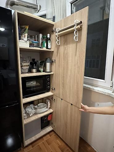 soba mətbəx: Mətbəx üçün hündür şkaf-dolab - Material: ağac teksturalı laminat — 2