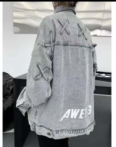 Верхняя одежда: Джинсовая куртка, Свободная модель, Осень-весна, XL (EU 42)