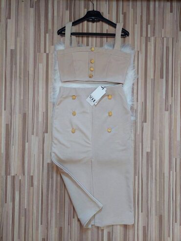 lepršave suknje: S (EU 36), Single-colored, color - Beige
