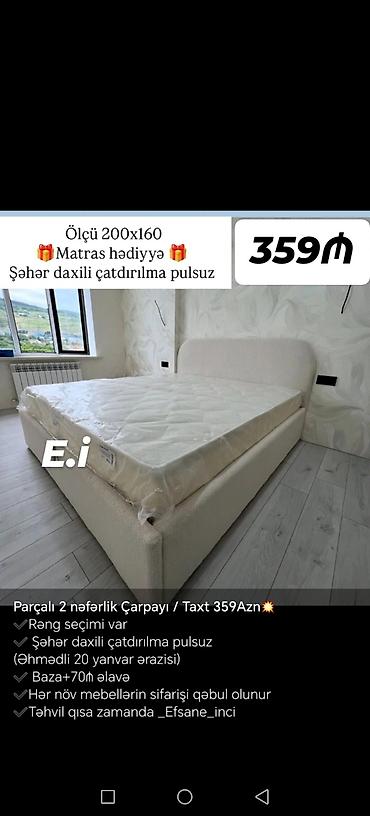 matras gence: Parçalı 2 nəfərlik çarpayı/taxt - Ölçü: 200x160 sm - Matras hədiyyə - — 4