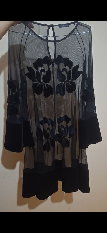 sifon material: Вечернее платье, Миди, XL (EU 42)