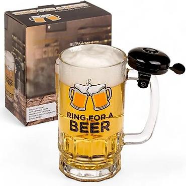 Čaše: Kriger krigla za pivo sa zvonom – 0,5 l - Staklena krigla zapremine — 3