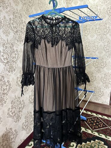 черное платье размер 38: Вечернее платье, Коктейльное, Длинная модель, Хлопок, С рукавами, M (EU 38)