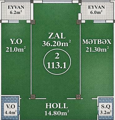 evler bine: 2 otaqlı, Yeni tikili, m. Nəriman Nərimanov, 113 kv. m — 3