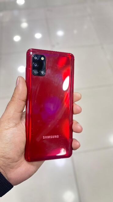 Samsung Galaxy A31, 64 ГБ, цвет - Красный, Сенсорный, Отпечаток пальца, Две SIM карты