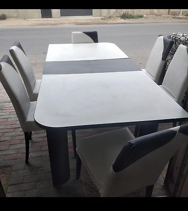 İşlənmiş, Açılan, Dördbucaq masa, 6 stul lalafo.az -da İşlənmiş, Açılan, Dördbucaq masa, 6 stul