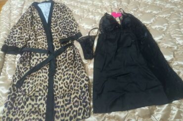 женские велюровые халаты: Qadın gecə dəsti - 3 hissədən ibarət: leopard naxışlı xalat