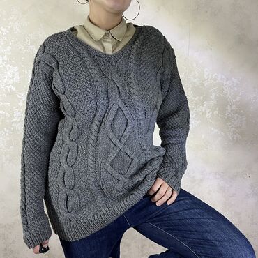 вязанная наволочка квадратами спицами: Женский свитер M (EU 38), L (EU 40), XL (EU 42), цвет - Серебристый