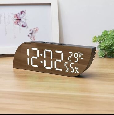 часы декор: Умные часы с будильником гигрометром и термометром. Авто регулировка
