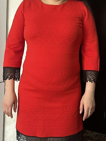 alt geyim: Qırmızı zərif don - Rəng: parlaq qırmızı - Model: qolsuz deyil, 3/4 — 1