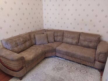 damla mebel фото: Угловой диван, Б/у, Раскладной, С подъемным механизмом, Велюровая ткань, Нет доставки