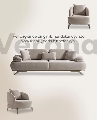 ev dizaynlari kataloq: Yeni, Divan, 2 kreslo, Divan, Bazasız, Açılan — 1