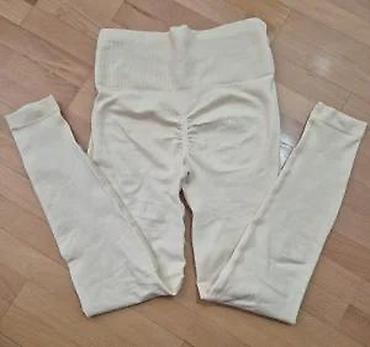 Helanke, biciklistički šortsevi: Ženske bež helanke sa visokim strukom - Visok, širok pojas za dodatnu — 20