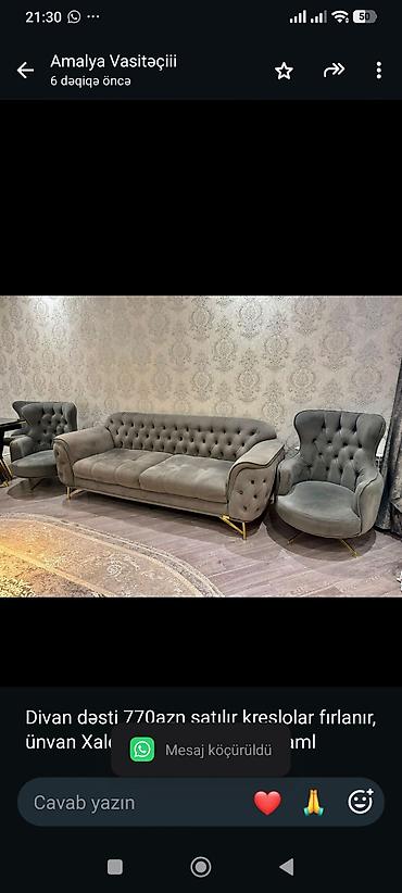 Divan dəsti 770azn satılır kreslolar fırlanır, ünvan Xalqlar dostluğu