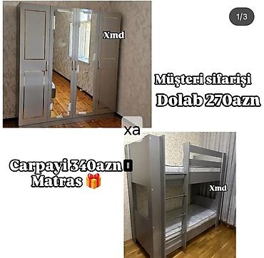 Mebel dəsti – dolab və iki mərtəbəli çarpayı - Dolab: 4 qapılı, orta