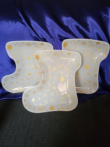 Kuhinjski setovi: Tanjiri vintaz stakleni praznicni. Stakleni tanjiri za posluzenja — 9