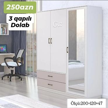 gence qapi: 3 qapılı paltar dolabı - Ölçü: 200 × 120 × 47 sm - Rəng: ağ korpus — 1