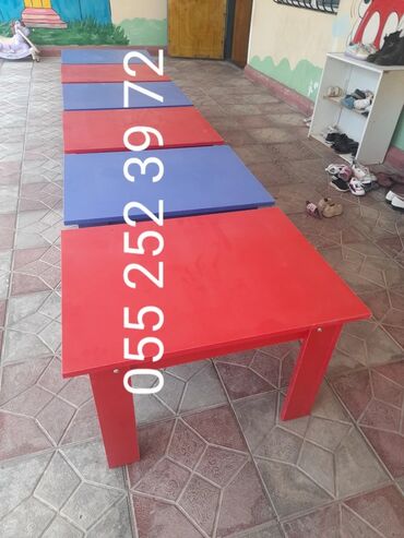 Uşaq masaları: Oğlan və qız üçün, Yeni, Siyirməsiz, Bağça masası, Stullar ilə — 8