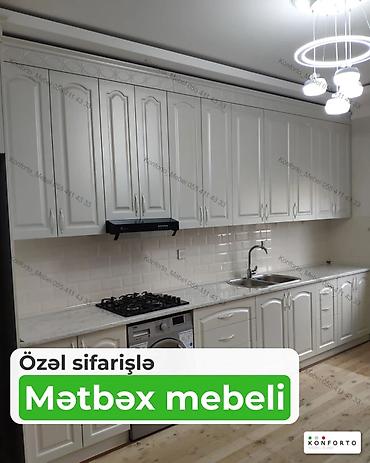 misar frez: Özəl sifarişlə hazırlanmış mətbəx mebeli - Klasik üslubda ağ rəngli — 1