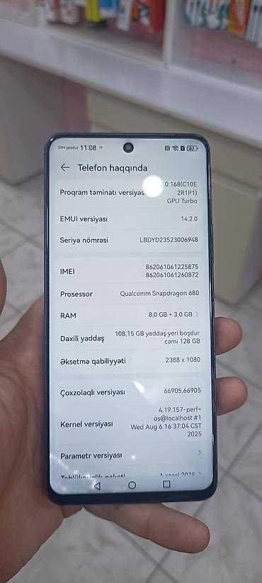smart telefon: Huawei 128 GB, rəng - Boz, Sensor — 7