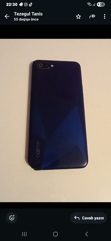 телефон fly fs520 selfie 1: Realme 32 ГБ, цвет - Синий, Сенсорный