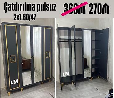 taxt divan: Qapalı paltar şkafı - Ölçü: 2 x 1.60 / 47 - Rəng: tünd boz/qara — 1