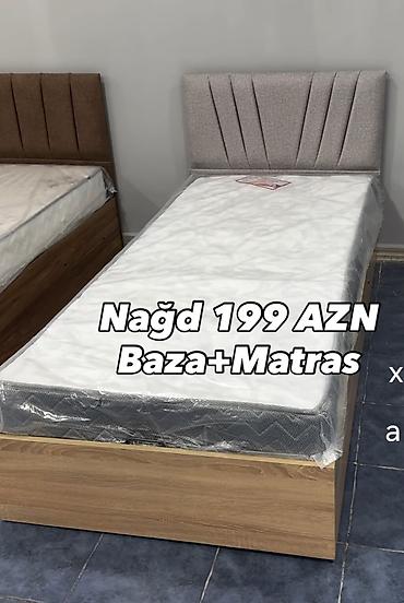 tek neferlik yataq bazali: Baza + Matras dəsti - Tək nəfərlik baza və matras komplekti - Başlıq — 1