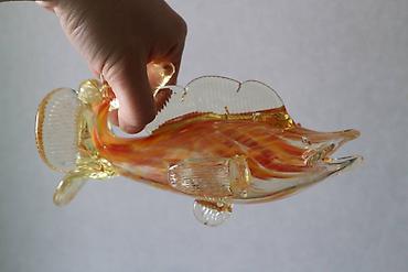 Статуэтки: Винтажные стеклянные рыбки. высота 27 см и 20 см Гутное стекло, СССР — 3