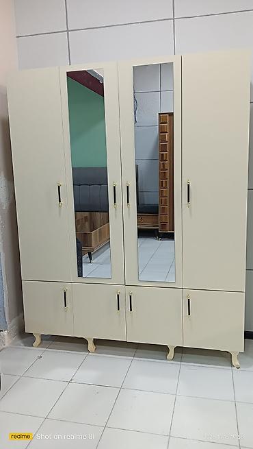 guzgu boydan: Yeni, 4 qapılı, Güzgülü, Ağ, Açılan, Düz dolab — 2