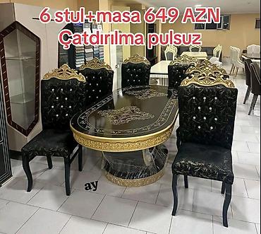 2ci el mebel: Klassik üslubda yemək dəsti Tərkib: - 1 ədəd oval masa - 6 ədəd stul — 1