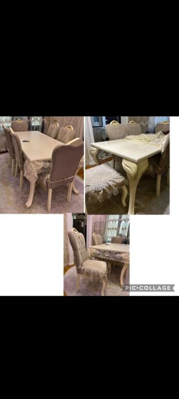 Мебель: Для гостиной, Б/у, Нераскладной, Прямоугольный стол, 6 стульев, Азербайджан