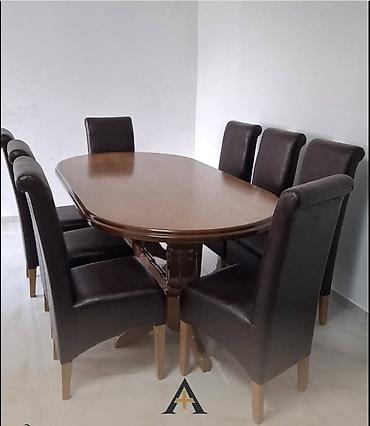 Sto baluster Dimenzije: 200×100 Cena: 200 € Stolice kljun Eko koza