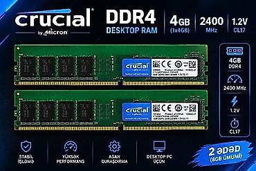 veten komputer: 2x4 DDR4 8 gb ram Desktop RAM dəsti - Tutum: 2 ədəd modul, hər biri — 1