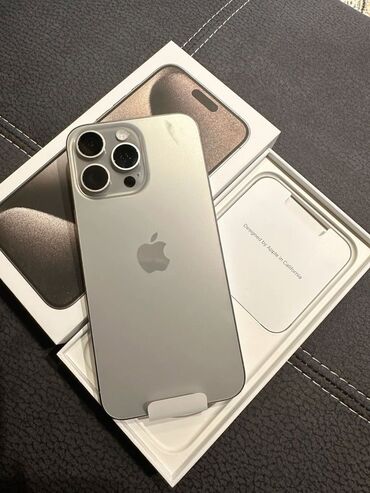 Apple iPhone: IPhone 15 Pro Max, Жаңы, 256 ГБ, Күмүш, Кабель, 100 %