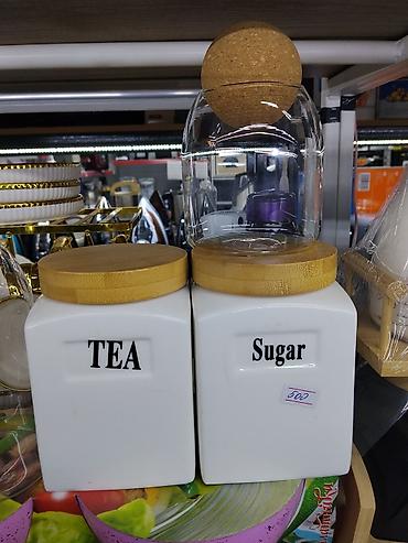 Канистры: Набор банок для кухни: Tea и Sugar - Две керамические банки для — 1