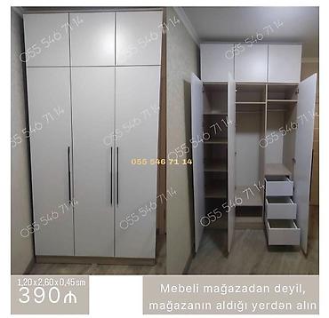 Dolablar: Məhsul: Geniş qarderob şkafı - Ölçülər: 1,20 x 2,60 x 0,45 m - Rəng — 1