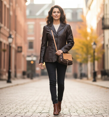 Ostale jakne, kaputi, prsluci: Ženska kožna jakna + torbica (cena u kompletu) Kožna jakna: - — 1