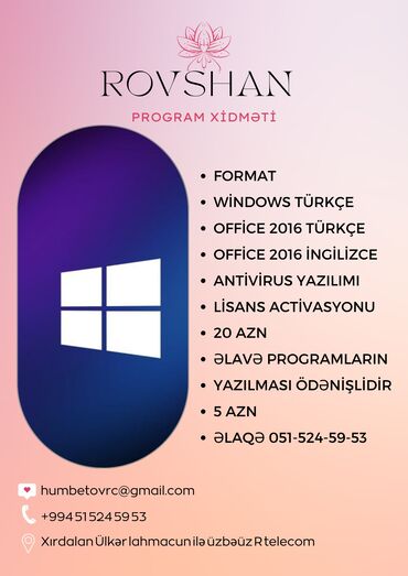 proqramlari: Kompüter formatı 20 azn qiymətə daxildir kompüter formatı Windows