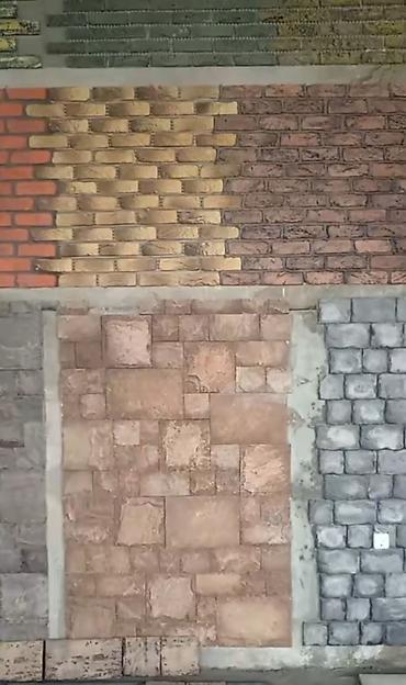 Kafel və metlax: Fasad üçün müxtəlif rəng və fakturalı dekorativ daş panelləri. Bu — 23