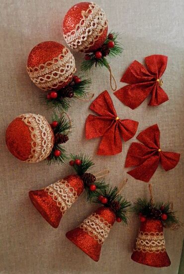 Yeni il oyuncaqları və bəzəkləri: Yolka üçün oyuncaqlar.10oyuncaq.3 bantik.2 buz bəzək yolka — 4