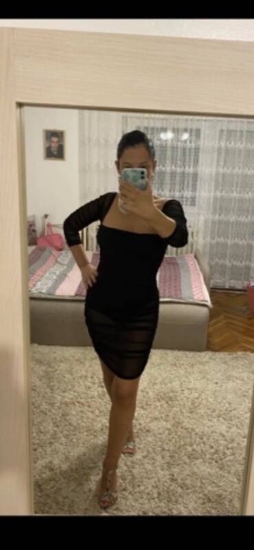 Haljine: M (EU 38), bоја - Crna, Koktel, klub, Dugih rukava — 2