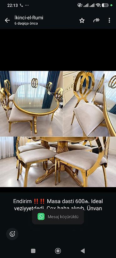 Endirim ‼️‼️ Masa dəsti 600₼. Ideal veziyyetdedi. Çox baha alınıb