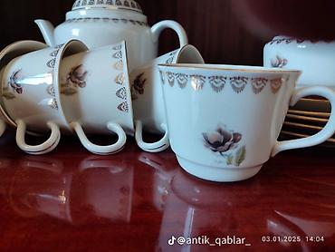 nabor hacar: Çay dəsti, rəng - Ağ, Farfor, 6 nəfərlik, Almaniya — 3