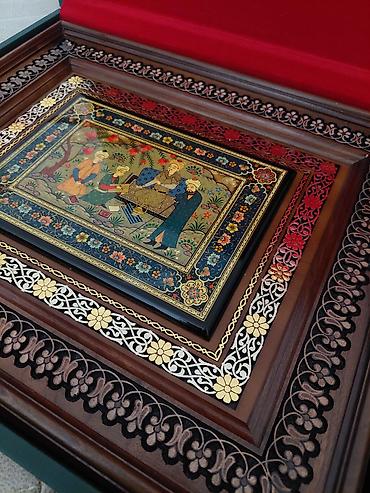 Şəkillər, tablolar: Miniatür rəsimli taxta tablo – dəbdəbəli hədiyyə qutusunda - Əl işi — 3