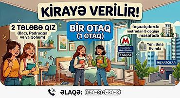 binə bolluq: Kirayə verilir: İnşaatçılar metrosuna 5 dəqiqə məsafədə, yeni binada — 1