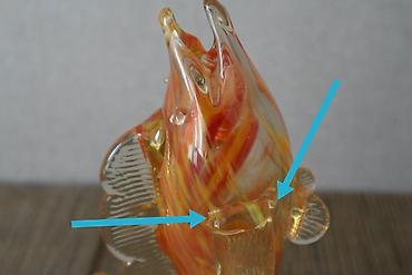 Статуэтки: Винтажные стеклянные рыбки. высота 27 см и 20 см Гутное стекло, СССР — 13