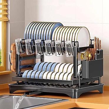 clatronic lb 796: Сталак за сушење посуђа са даском за цеђење, црни сталак за посуђе за — 6